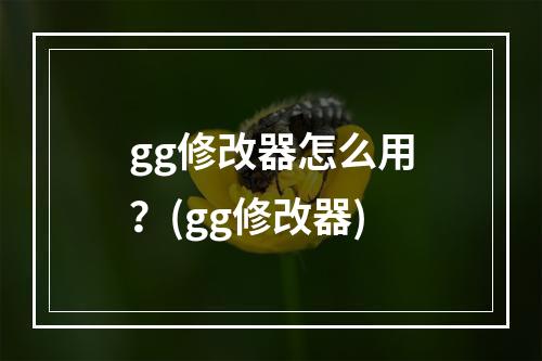 gg修改器怎么用？(gg修改器)