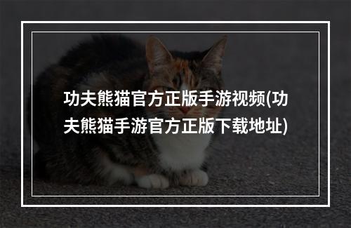 功夫熊猫官方正版手游视频(功夫熊猫手游官方正版下载地址)