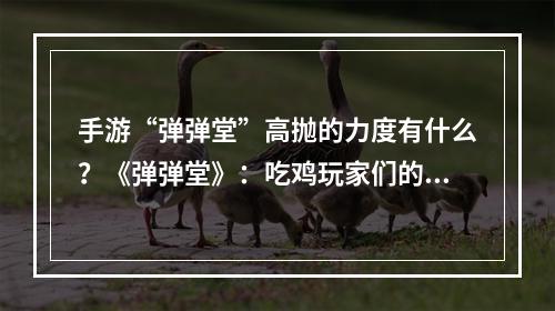 手游“弹弹堂”高抛的力度有什么？《弹弹堂》：吃鸡玩家们的新宠儿