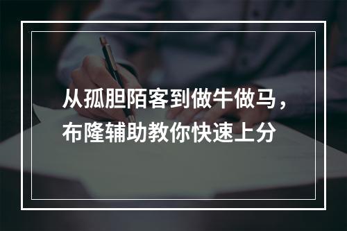 从孤胆陌客到做牛做马，布隆辅助教你快速上分