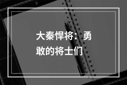 大秦悍将：勇敢的将士们