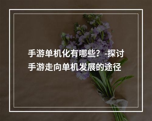 手游单机化有哪些？-探讨手游走向单机发展的途径