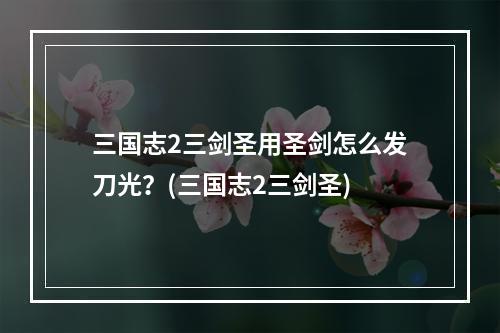 三国志2三剑圣用圣剑怎么发刀光？(三国志2三剑圣)