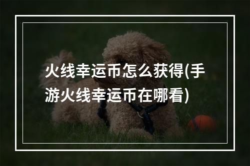 火线幸运币怎么获得(手游火线幸运币在哪看)