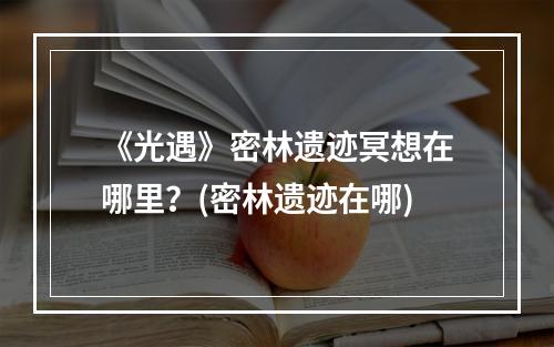 《光遇》密林遗迹冥想在哪里？(密林遗迹在哪)