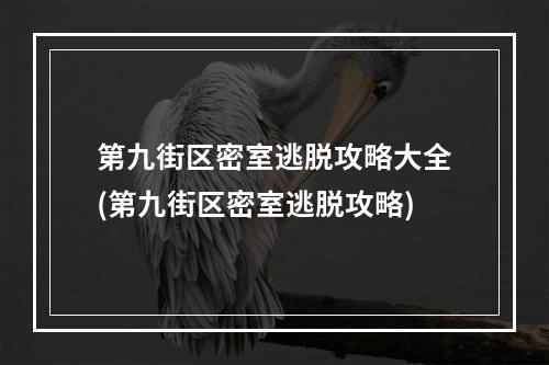 第九街区密室逃脱攻略大全(第九街区密室逃脱攻略)