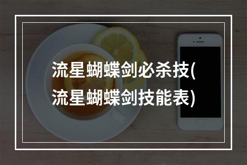 流星蝴蝶剑必杀技(流星蝴蝶剑技能表)