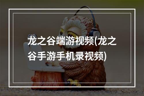 龙之谷端游视频(龙之谷手游手机录视频)