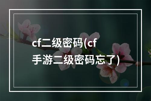 cf二级密码(cf手游二级密码忘了)