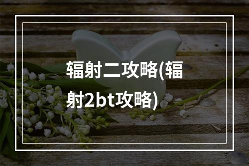 辐射二攻略(辐射2bt攻略)