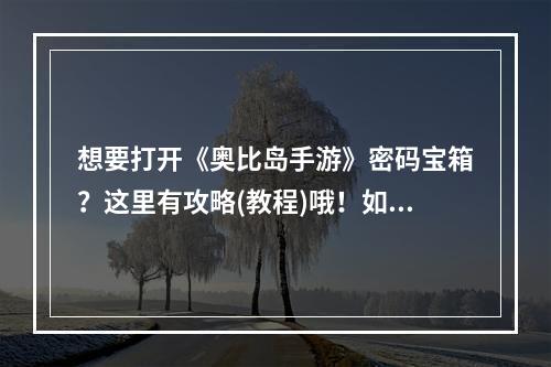 想要打开《奥比岛手游》密码宝箱？这里有攻略(教程)哦！如何开启密码宝箱