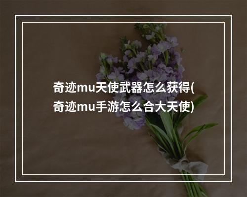 奇迹mu天使武器怎么获得(奇迹mu手游怎么合大天使)