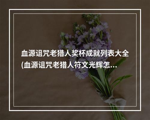 血源诅咒老猎人奖杯成就列表大全(血源诅咒老猎人符文光辉怎么获得)