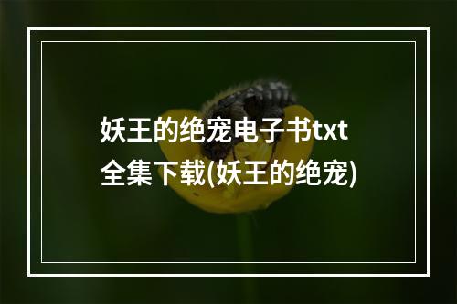 妖王的绝宠电子书txt全集下载(妖王的绝宠)