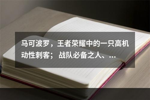 马可波罗，王者荣耀中的一只高机动性刺客； 战队必备之人、游戏中最闪电的英雄