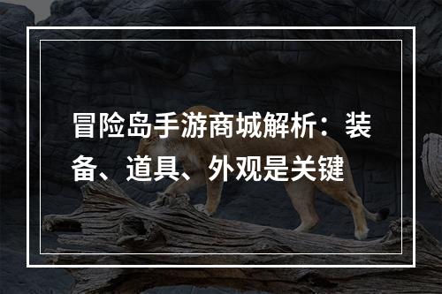 冒险岛手游商城解析：装备、道具、外观是关键