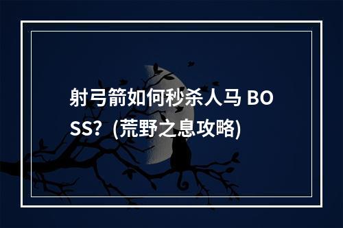 射弓箭如何秒杀人马 BOSS？(荒野之息攻略)