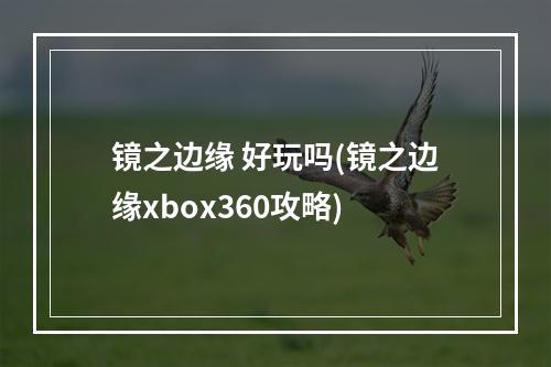 镜之边缘 好玩吗(镜之边缘xbox360攻略)