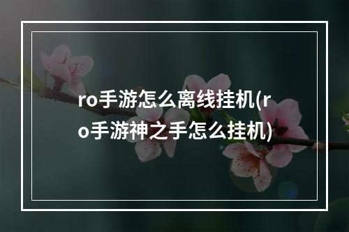 ro手游怎么离线挂机(ro手游神之手怎么挂机)