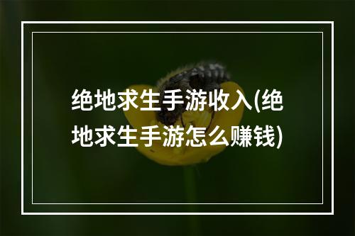 绝地求生手游收入(绝地求生手游怎么赚钱)