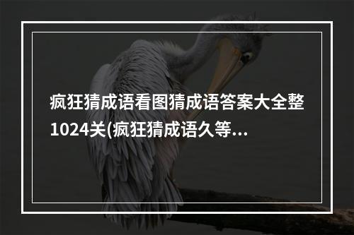 疯狂猜成语看图猜成语答案大全整1024关(疯狂猜成语久等了)