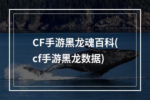 CF手游黑龙魂百科(cf手游黑龙数据)