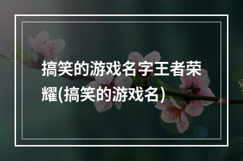 搞笑的游戏名字王者荣耀(搞笑的游戏名)