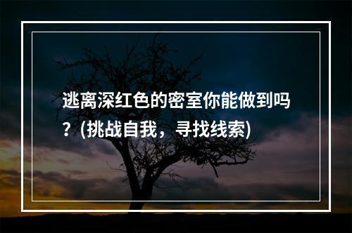 逃离深红色的密室你能做到吗？(挑战自我，寻找线索)