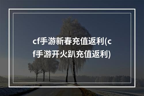 cf手游新春充值返利(cf手游开火趴充值返利)