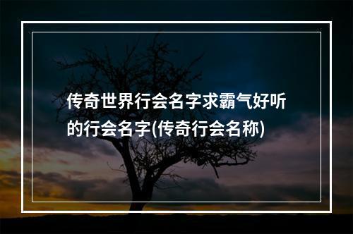 传奇世界行会名字求霸气好听的行会名字(传奇行会名称)