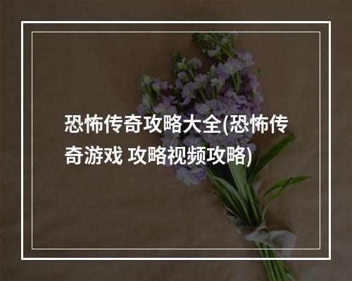 恐怖传奇攻略大全(恐怖传奇游戏 攻略视频攻略)