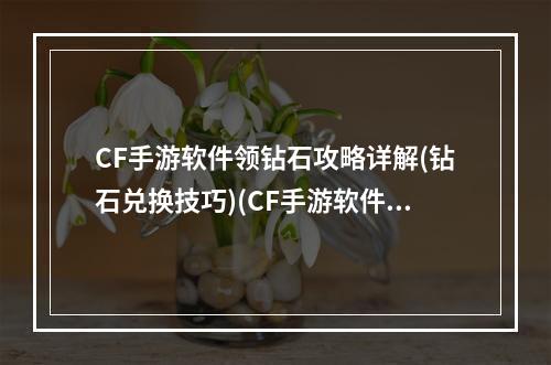 CF手游软件领钻石攻略详解(钻石兑换技巧)(CF手游软件领钻石不用花钱(小白也能轻松领取))