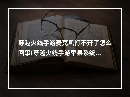 穿越火线手游麦克风打不开了怎么回事(穿越火线手游苹果系统语音点不开)