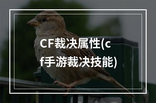 CF裁决属性(cf手游裁决技能)