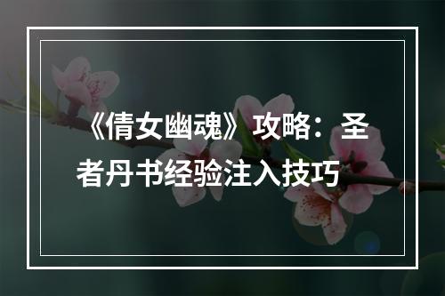 《倩女幽魂》攻略：圣者丹书经验注入技巧