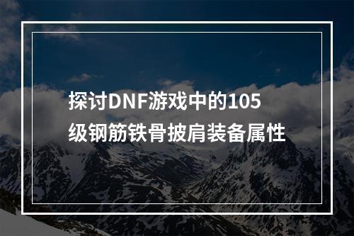 探讨DNF游戏中的105级钢筋铁骨披肩装备属性