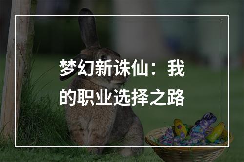 梦幻新诛仙：我的职业选择之路