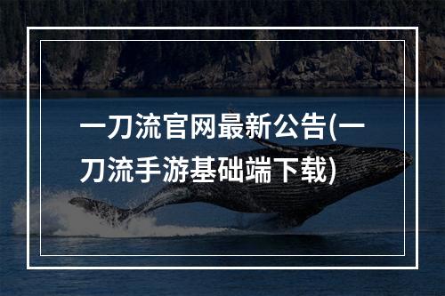 一刀流官网最新公告(一刀流手游基础端下载)