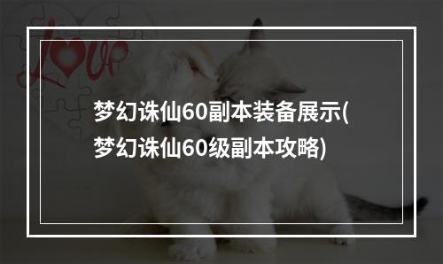 梦幻诛仙60副本装备展示(梦幻诛仙60级副本攻略)