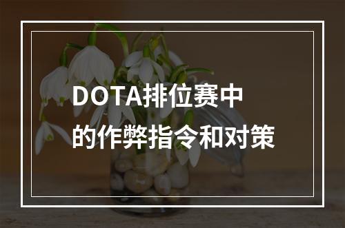 DOTA排位赛中的作弊指令和对策