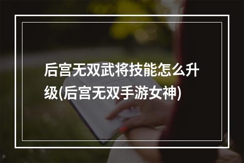 后宫无双武将技能怎么升级(后宫无双手游女神)