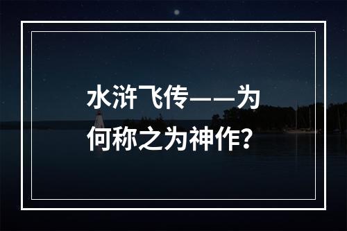 水浒飞传——为何称之为神作？