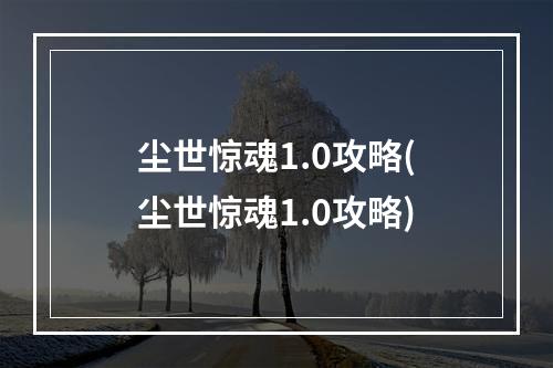 尘世惊魂1.0攻略(尘世惊魂1.0攻略)