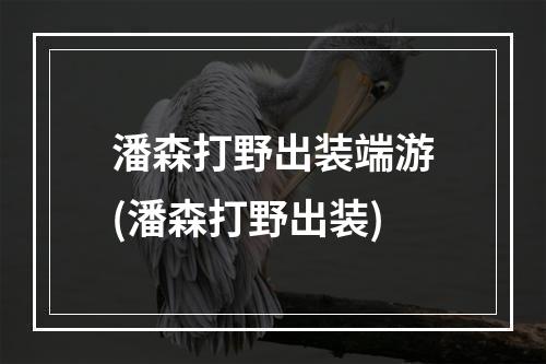 潘森打野出装端游(潘森打野出装)