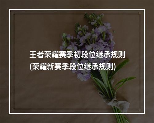 王者荣耀赛季初段位继承规则(荣耀新赛季段位继承规则)