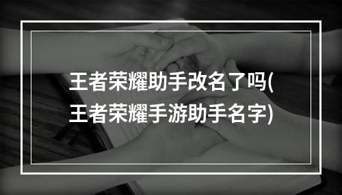 王者荣耀助手改名了吗(王者荣耀手游助手名字)