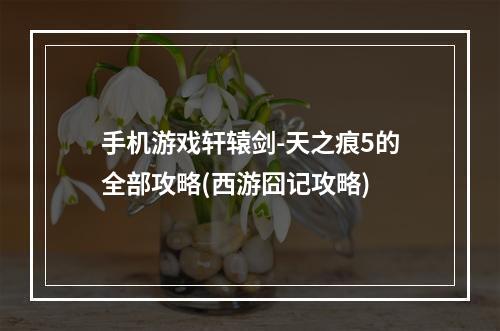 手机游戏轩辕剑-天之痕5的全部攻略(西游囧记攻略)