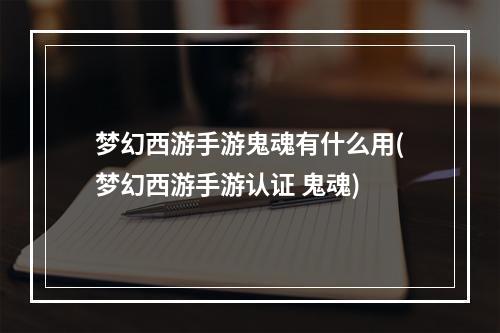 梦幻西游手游鬼魂有什么用(梦幻西游手游认证 鬼魂)