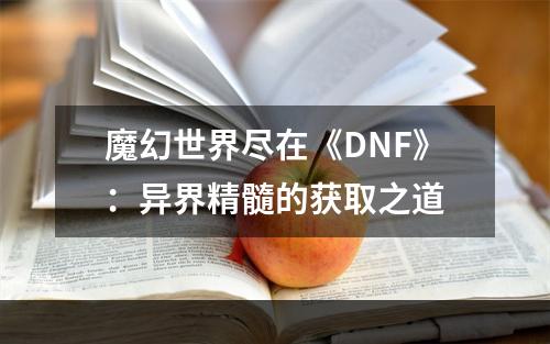 魔幻世界尽在《DNF》：异界精髓的获取之道