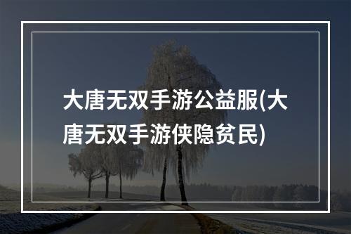 大唐无双手游公益服(大唐无双手游侠隐贫民)